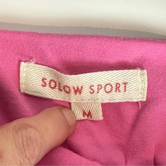 Solow Shirred Cross Back Strap Yoga Tank Top Navy M - Picture 2 of 6